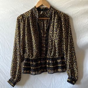 Free people NWT chiffon floral peplum blouse with beaded accent